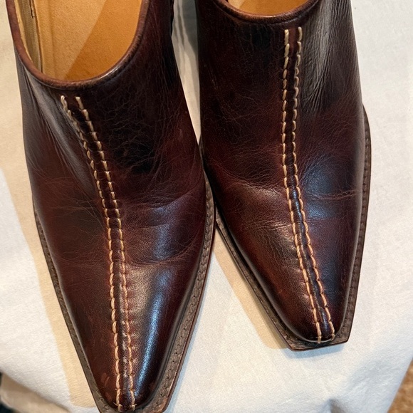 Women's Brown Leather Mules - Picture 4 of 11